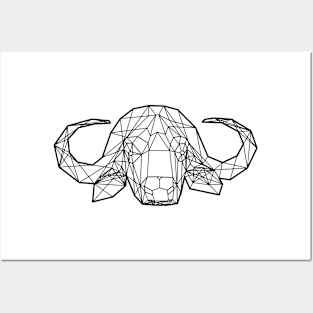 Cape Buffalo wireframe Posters and Art